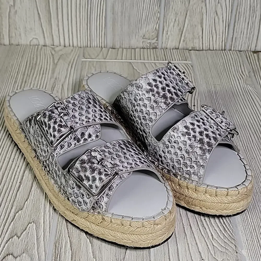 Logo by Lori Goldstein Lindsay Leather Snake Double Strap Sandals Womens Size 6